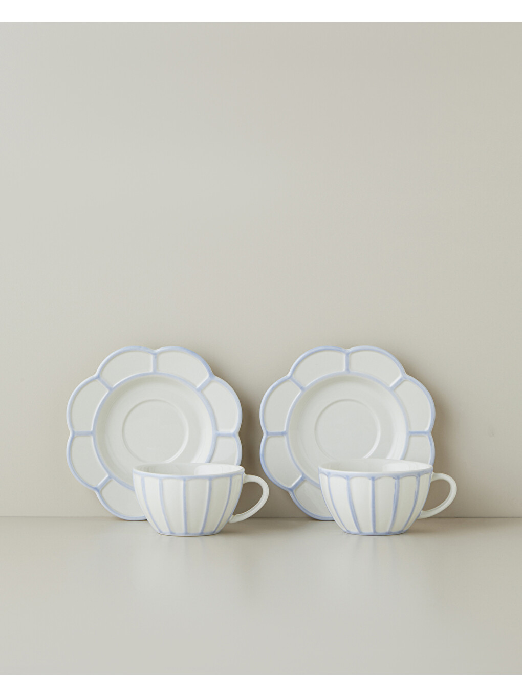 Soft Cloud Stoneware 4 Parça 2 Kişilik Çay Fincanı Takımı 150 Ml Açık Mavi