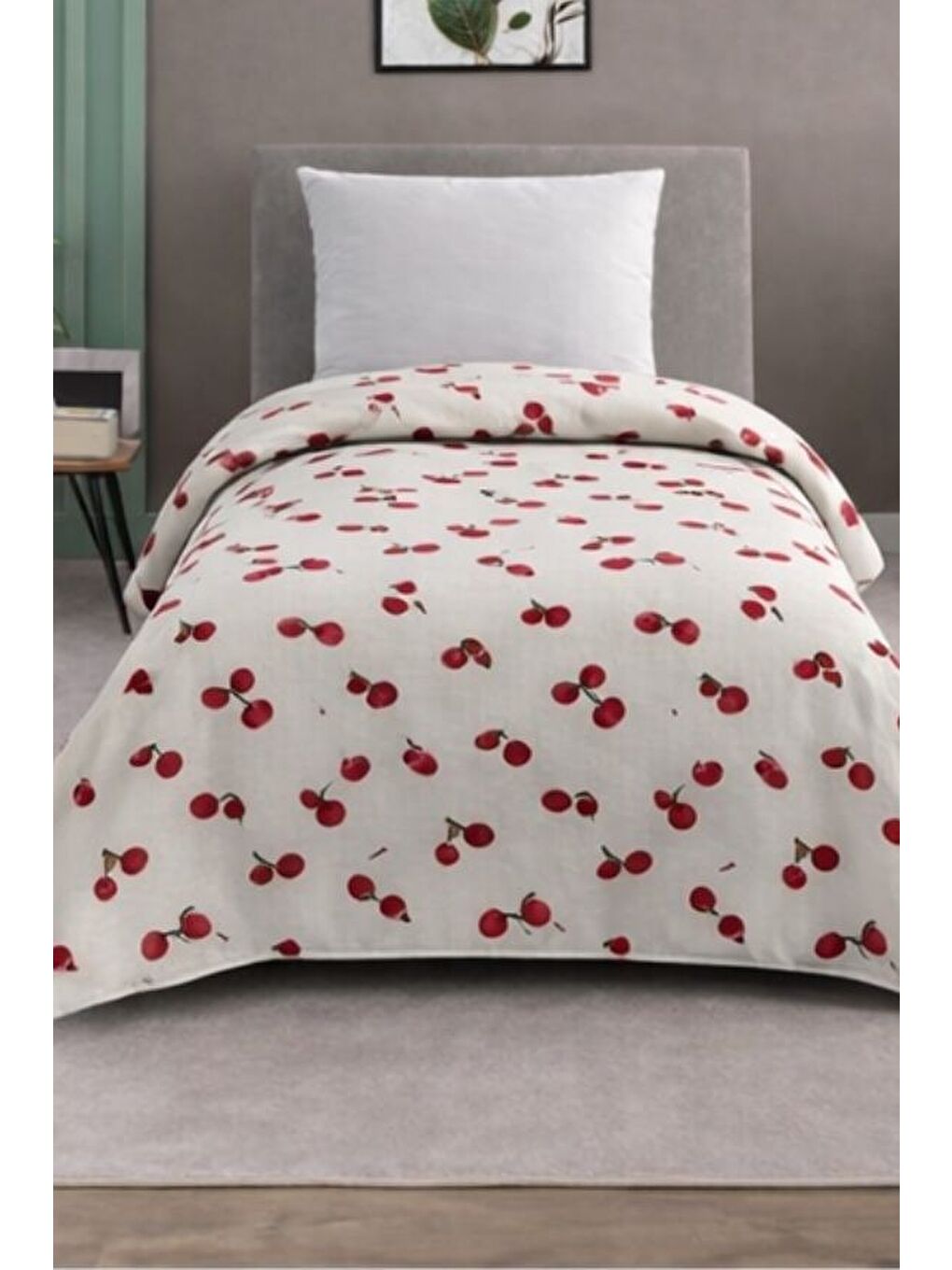 Kırmızı Tek Kişilik Pike Yatak Örtüsü %100 Pamuk 170x230