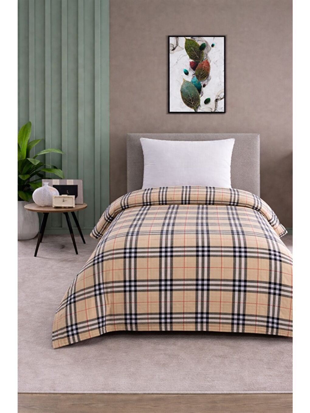 Bej Tek Kişilik Pike Yatak Örtüsü %100 Pamuk 170x230