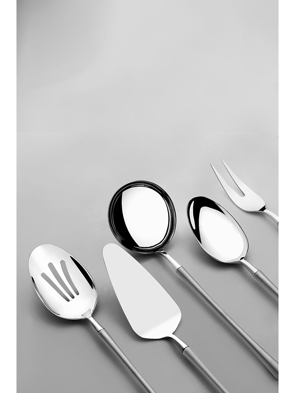 Gri Marbella Saten 5 Parça Paslanmaz Çelik Servis Takımı-1