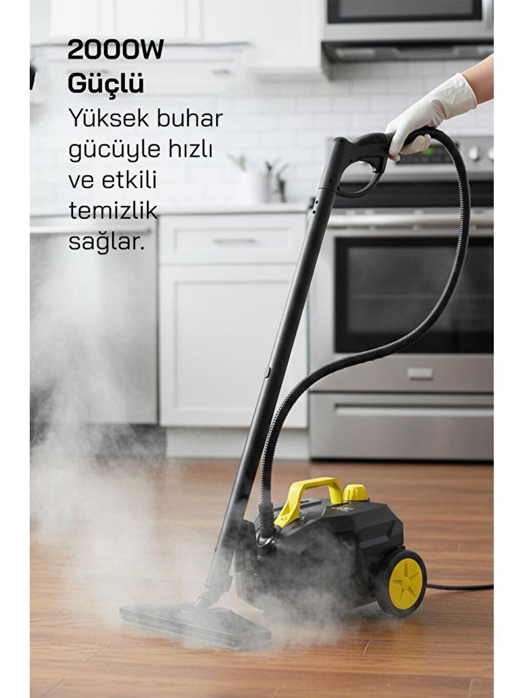 Beyaz 2000W 5 Bar Yüksek Basınçlı, 15 Başlıklı, 2 Lt, 110°C Profesyonel Buharlı Temizleyici SSC-6428-3