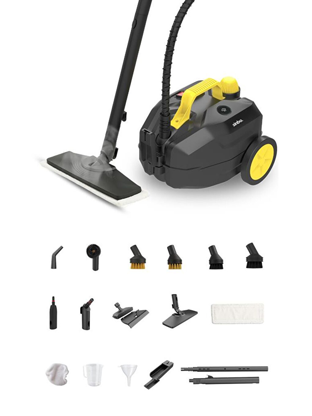 Beyaz 2000W 5 Bar Yüksek Basınçlı, 15 Başlıklı, 2 Lt, 110°C Profesyonel Buharlı Temizleyici SSC-6428-8