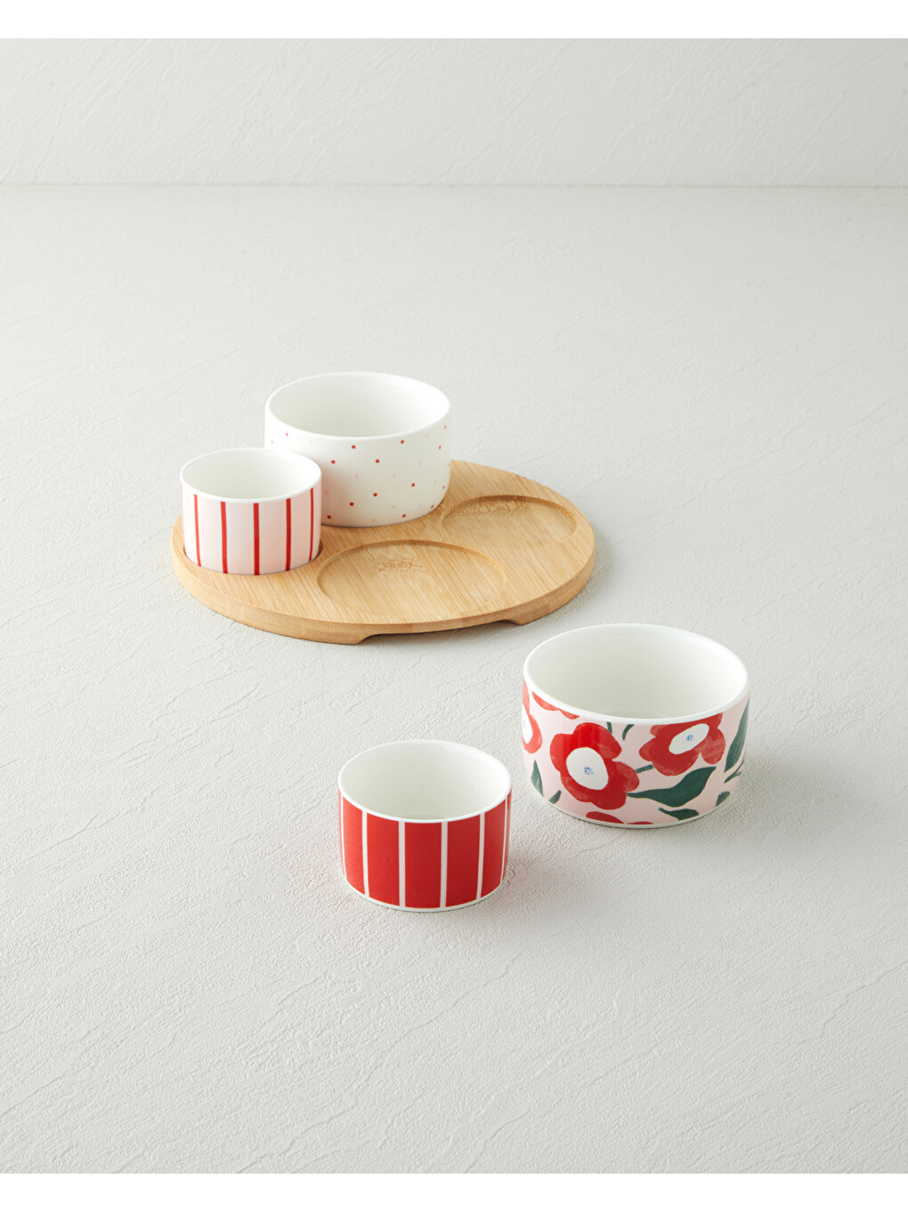Garden Brighter Stoneware 5 Parça Sunumluk 20 Cm Kırmızı-pembe-1