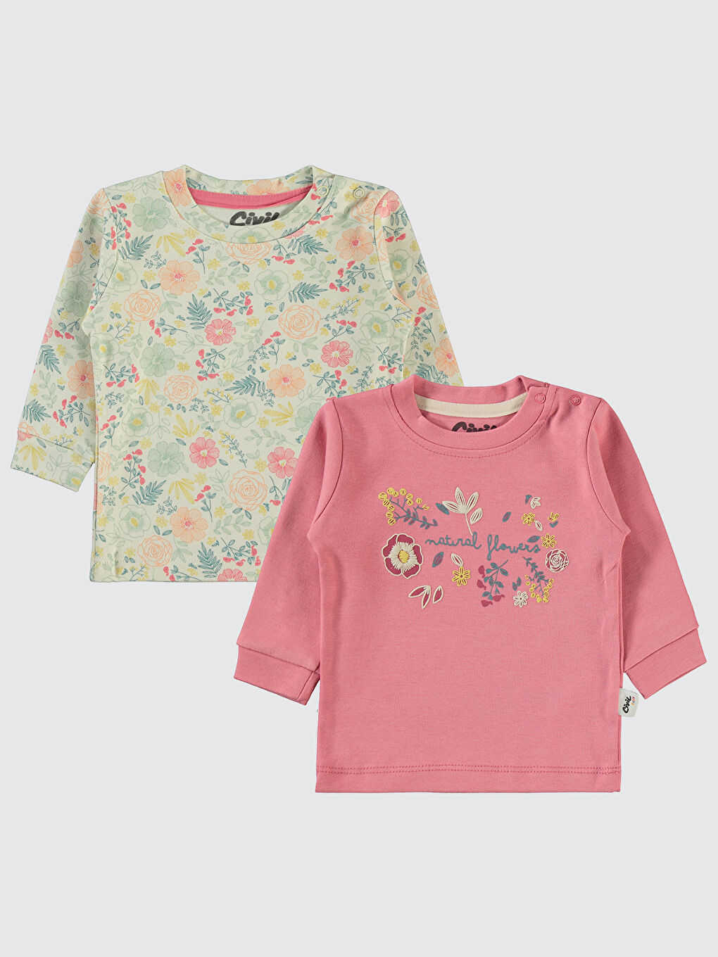 Civil Pembe Baby Kız Bebek 2'li Sweatshirt 6-18 Ay Gül