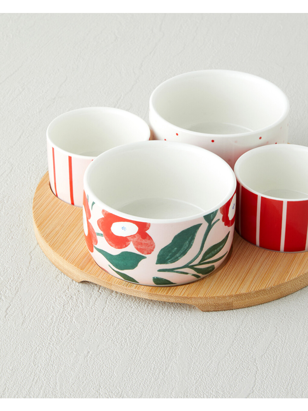 Garden Brighter Stoneware 5 Parça Sunumluk 20 Cm Kırmızı-pembe-2