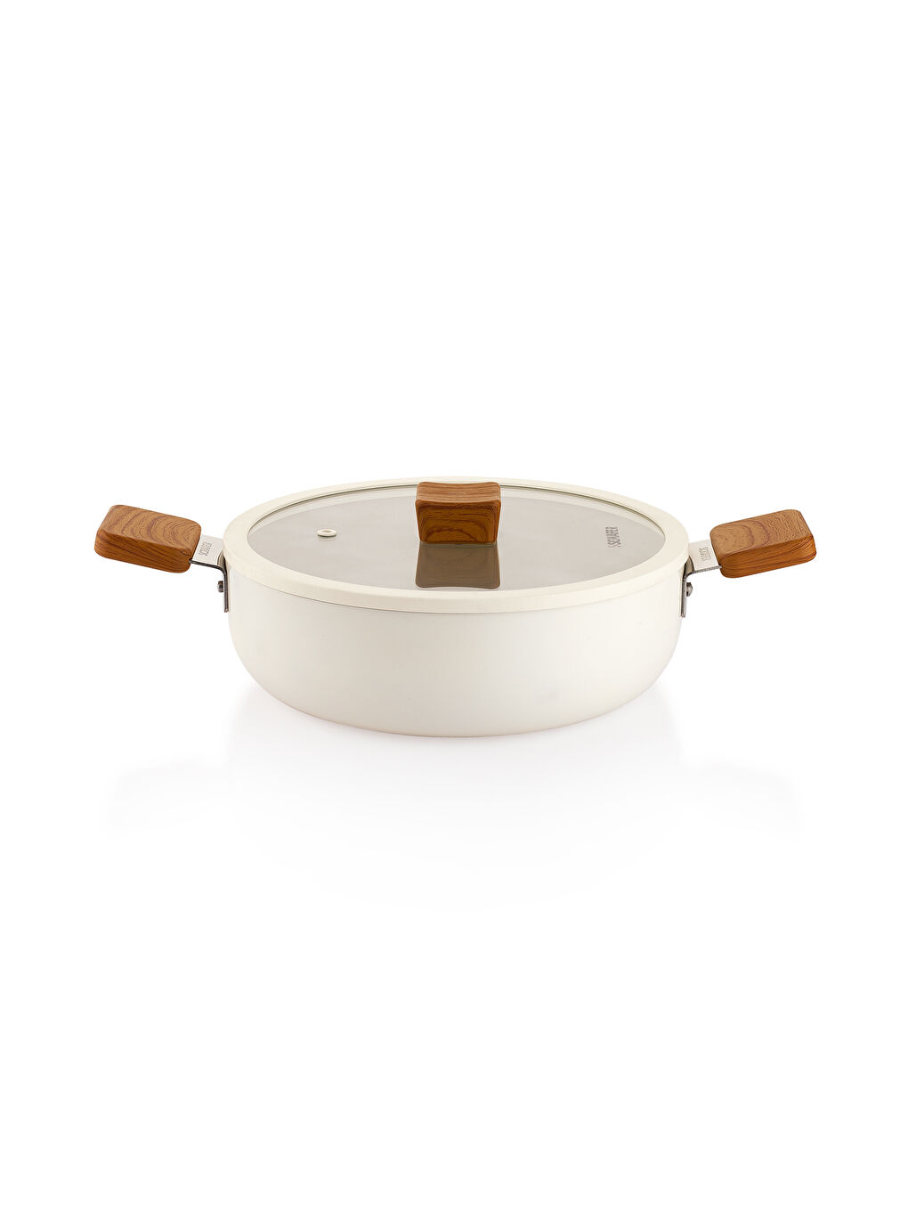 Ekru Ceramoni Seramik Basık Tencere 24 Cm-Krem