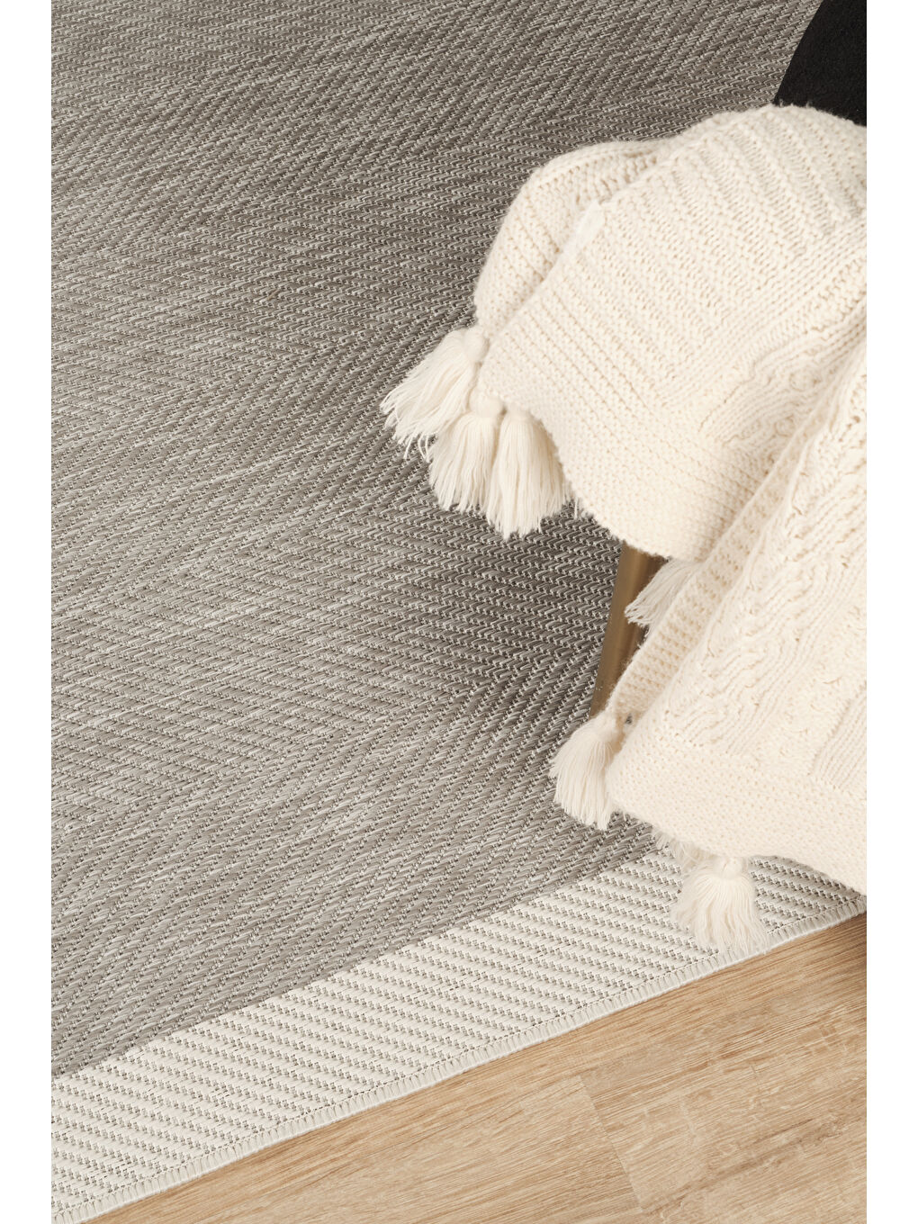 Sisalux 3087 Gri Beyaz Sisal Dokuma Jüt Hav Toz Vermez Halı Salon Mutfak Oda Halısı-160x230-1