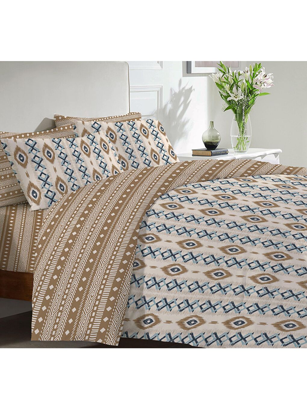 Karışık Baskılı,Desenli Çift Kişilik Nevresim Takımı (ÇARŞAFSIZ) 200x220 cm-1