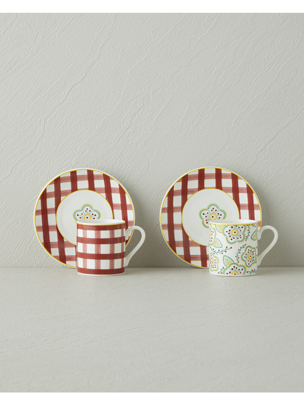 Almeda New Bone China 4 Parça 2 Kişilik Kahve Fincan Takımı 80 Ml Bordo