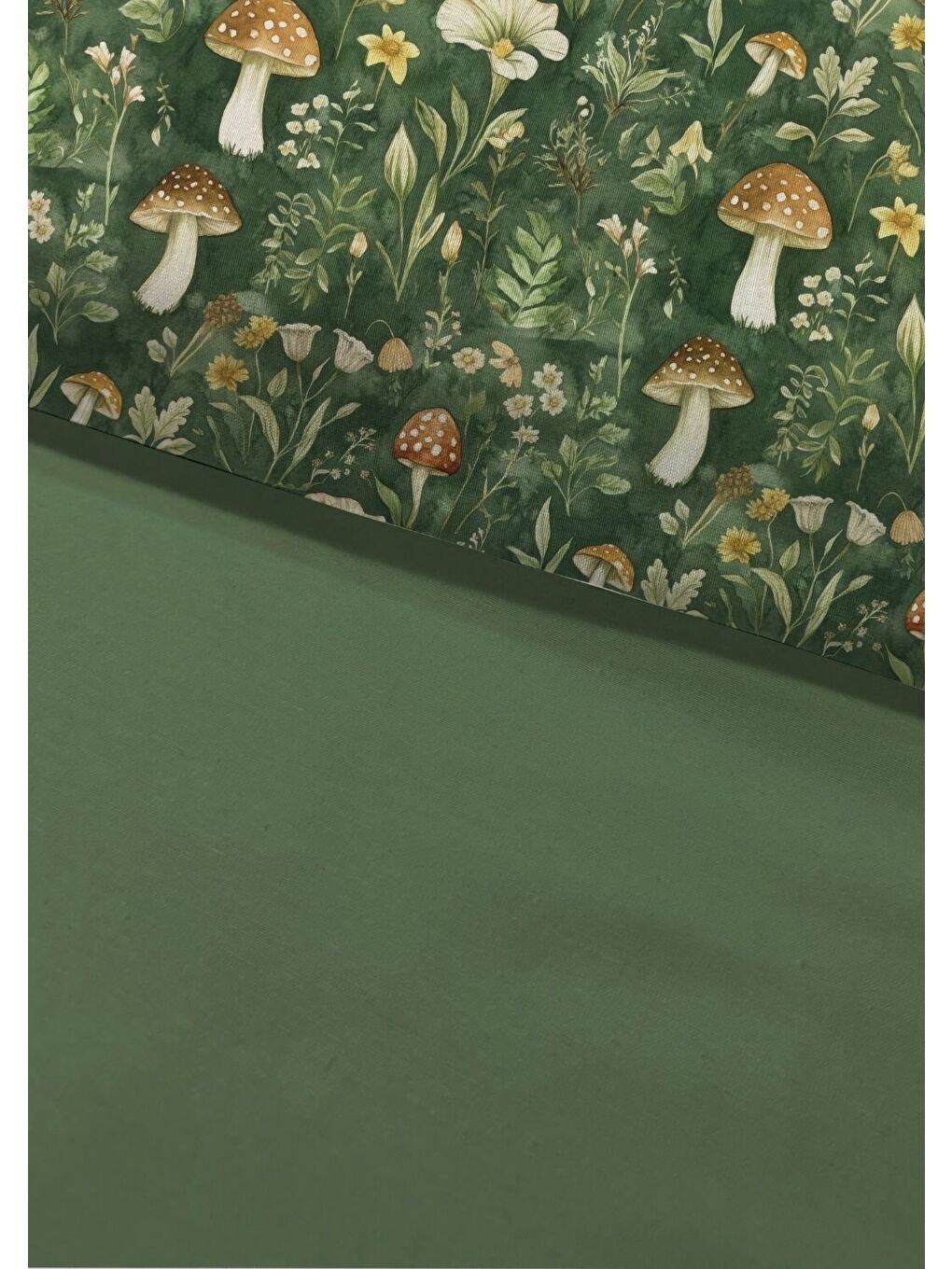 Yeşil Mantar Desenli Tek Kişilik Nevresim Takımı 160x220 cm-7