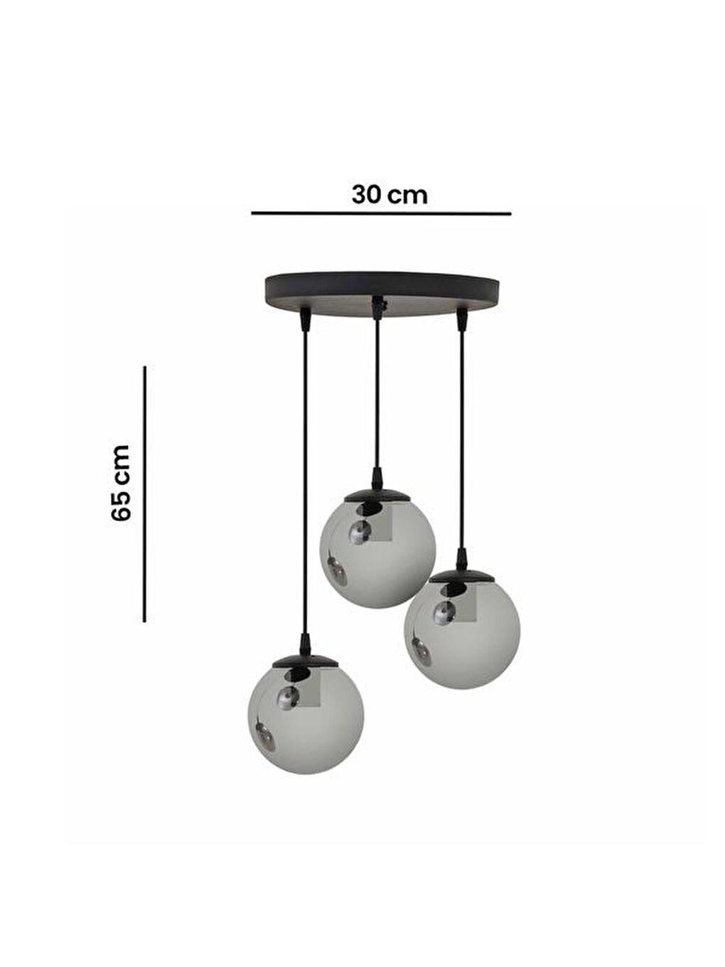 Ada 3'Lü Tepsi Avize - Füme / Siyah-1