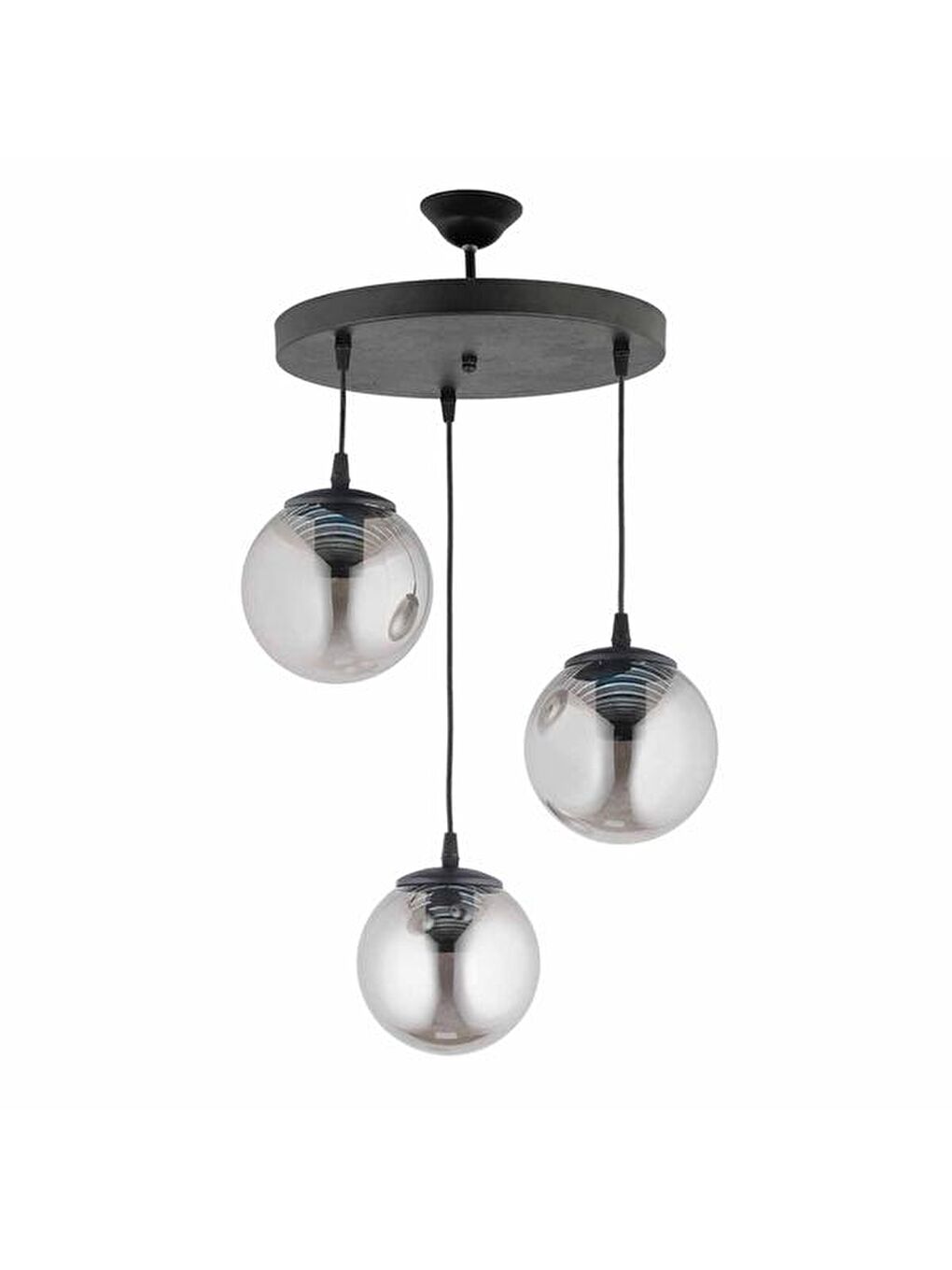 Ada 3'Lü Tepsi Avize - Füme / Siyah-2