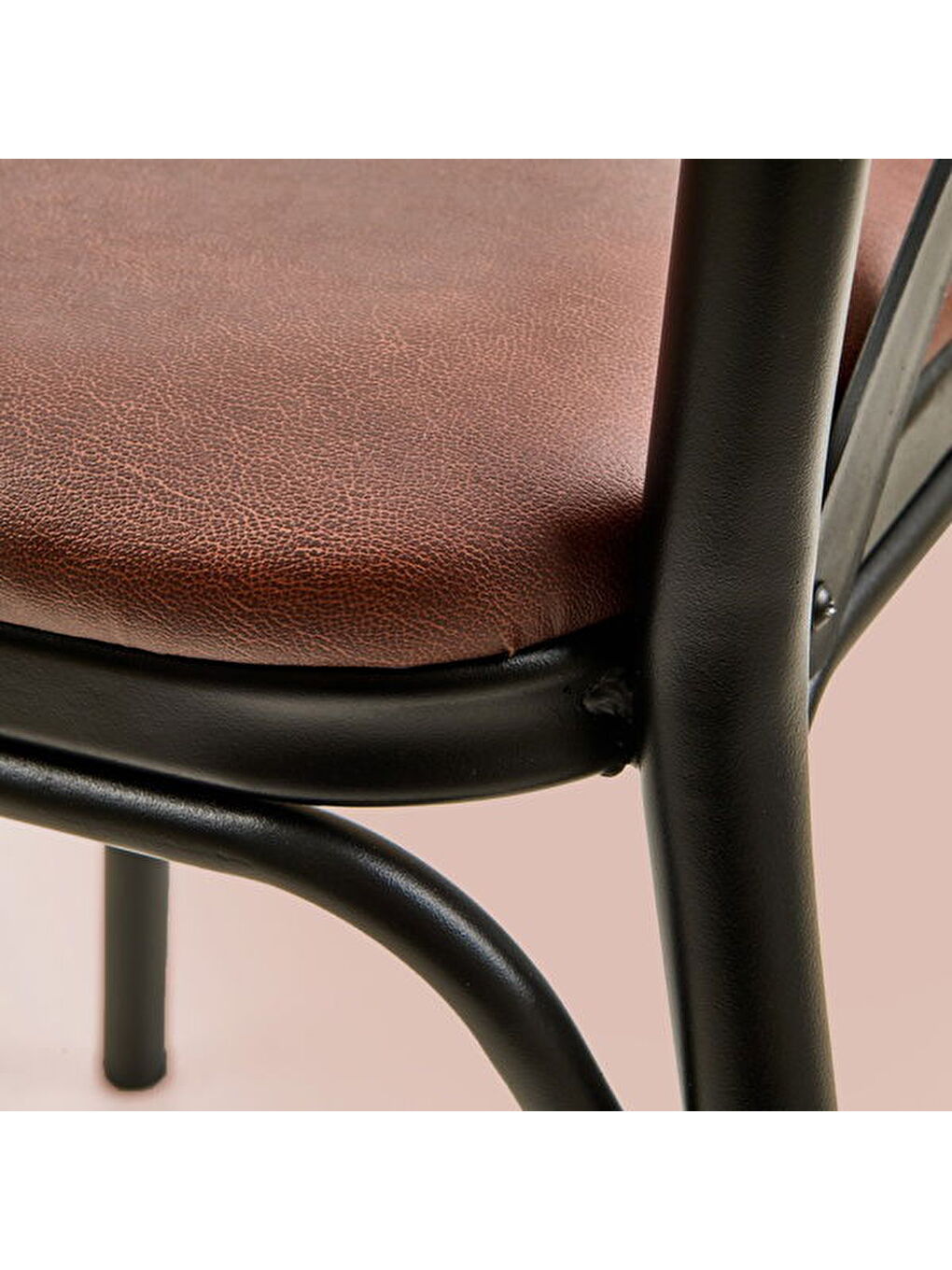 Luna Metal Tonet Sandalye - Kahverengi / Siyah - 85x39x39 cm-3