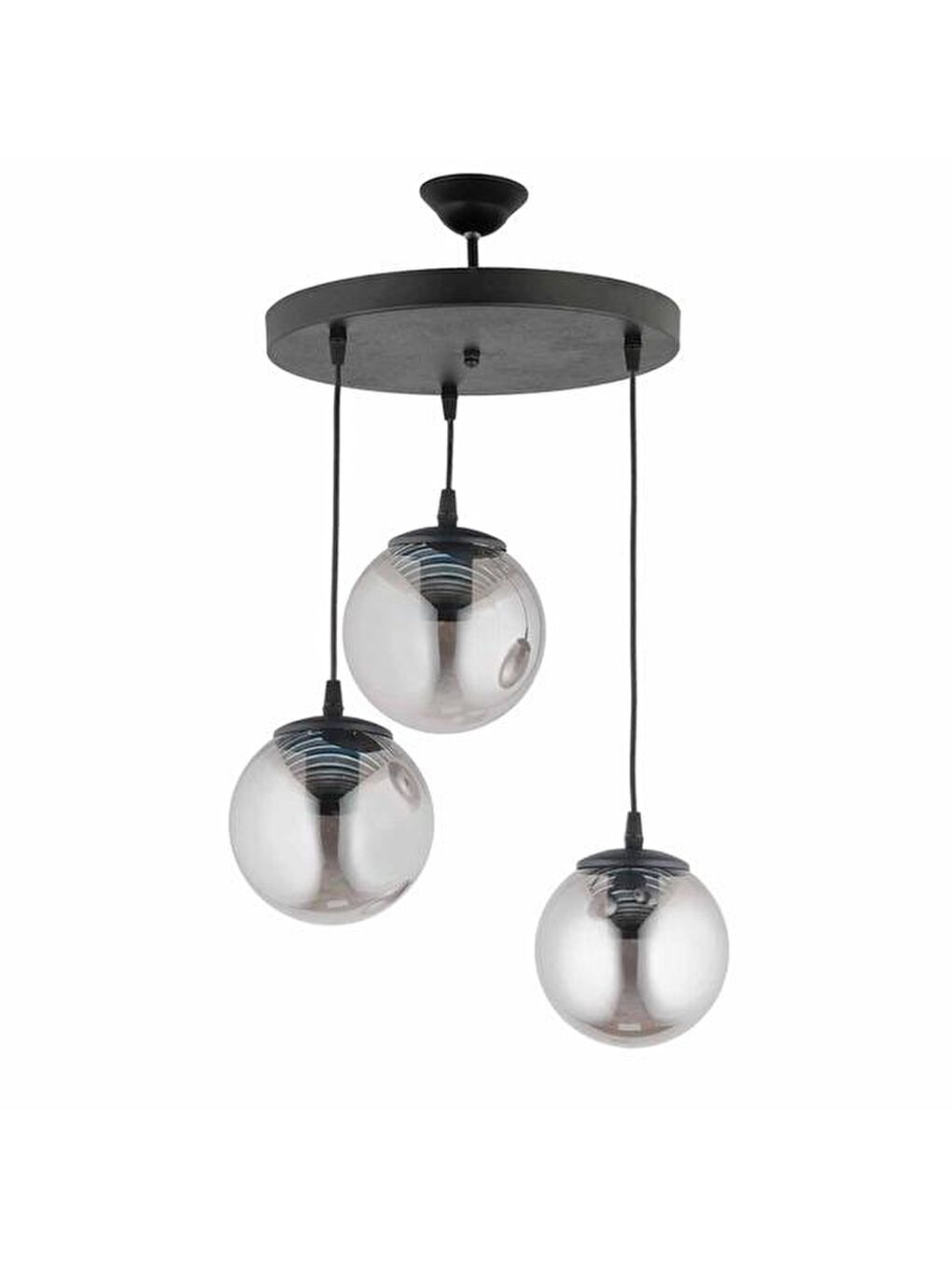 Ada 3'Lü Tepsi Avize - Füme / Siyah-3