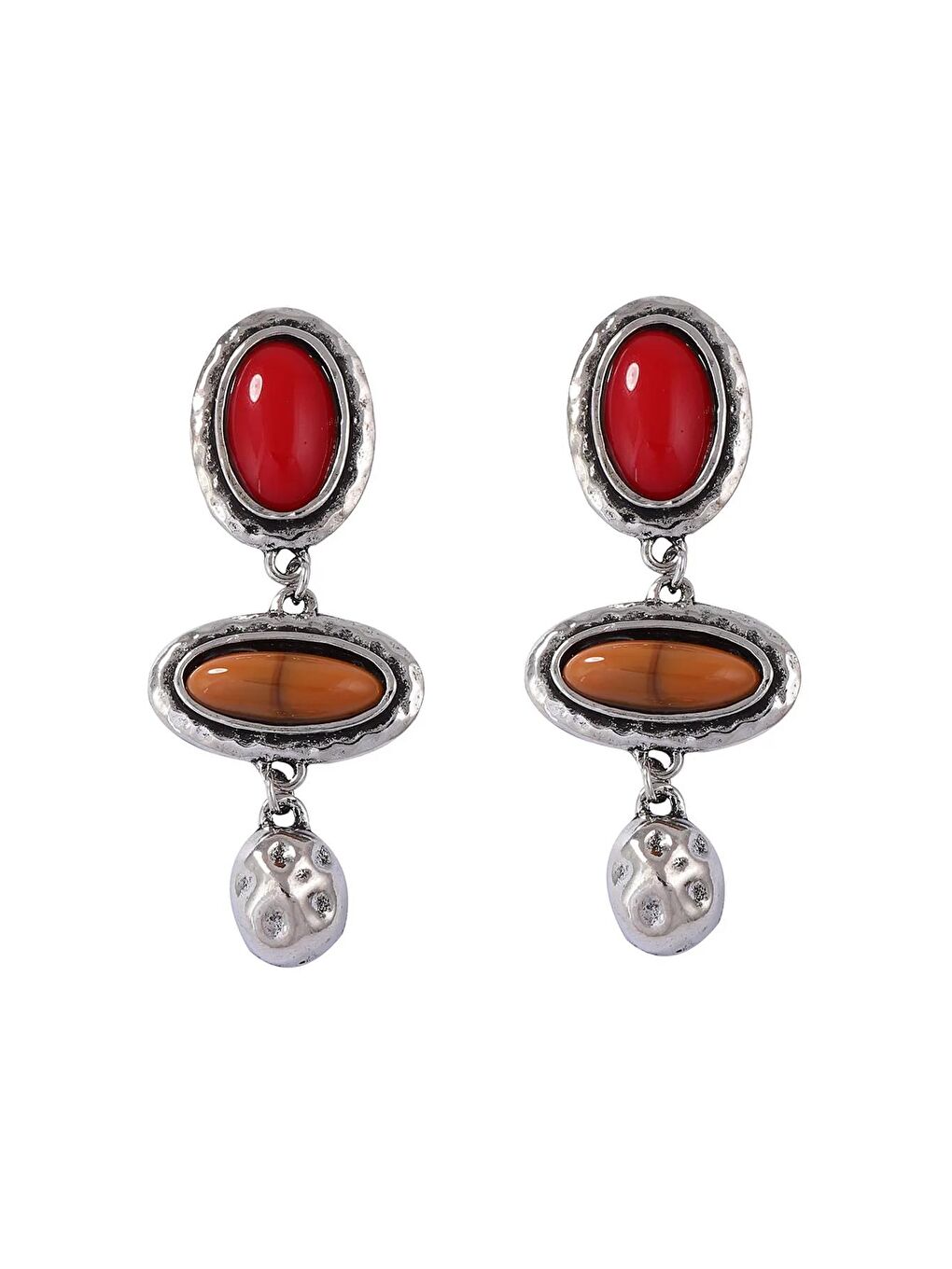 Gri Antik Gümüş Rengi Sallantılı Küpe-2