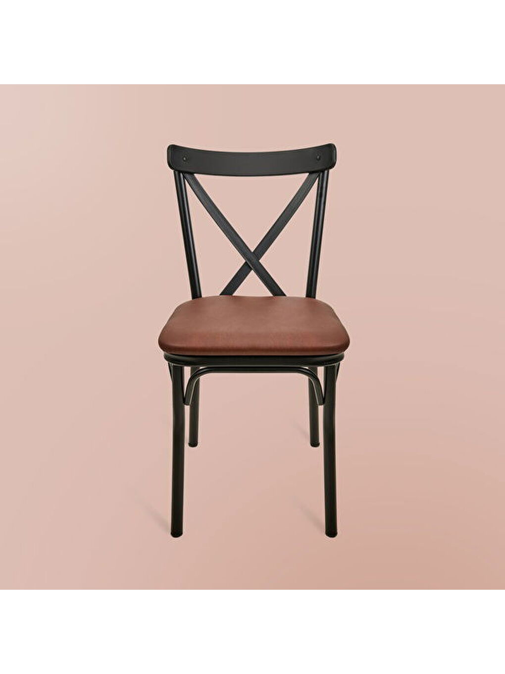 Luna Metal Tonet Sandalye - Kahverengi / Siyah - 85x39x39 cm-4