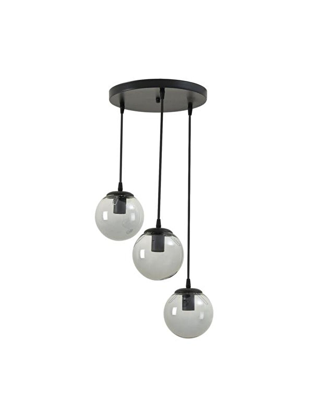 Ada 3'Lü Tepsi Avize - Füme / Siyah-5