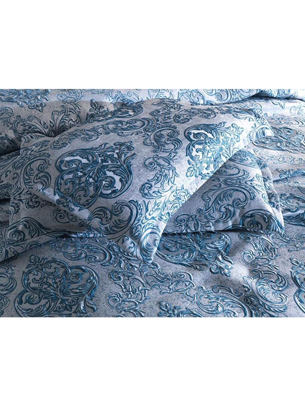 Sude Jakarlı Yatak Örtüsü Petrol-1