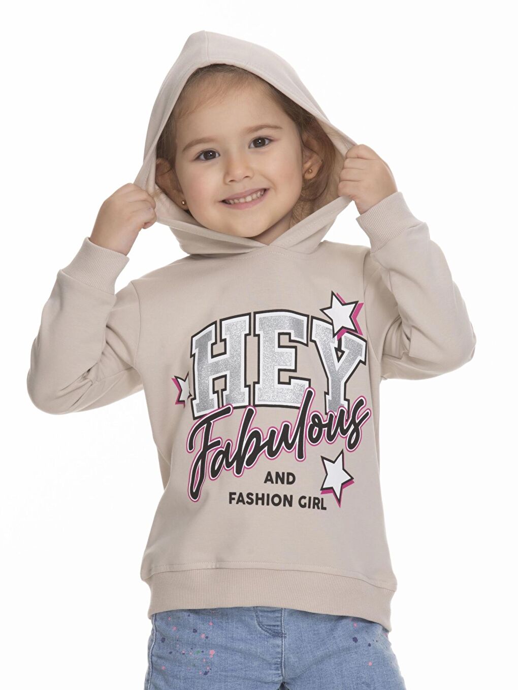 Bej Hey Baskılı Sweat 6901-3