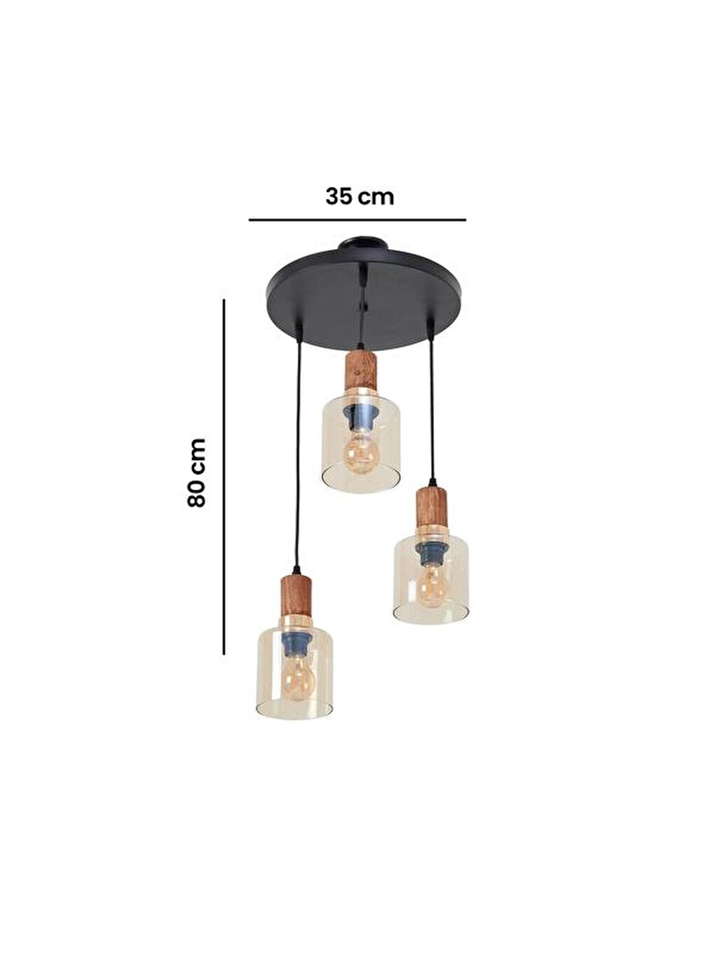 Kahverengi Simurg 3'lü Cam Avize-5