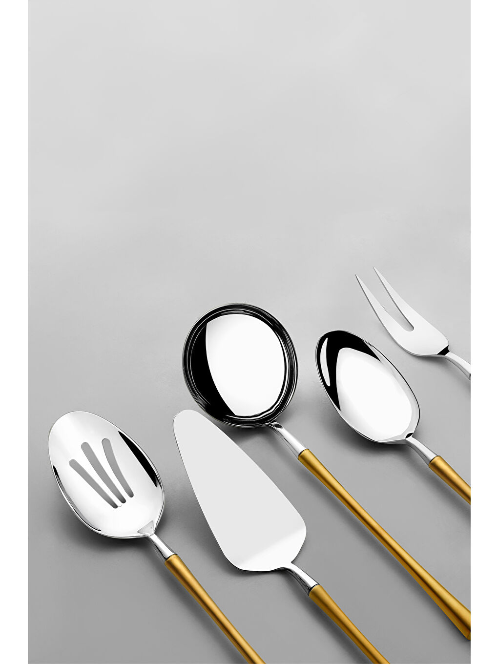 Sarı Marbella Altın Saten 5 Parça Paslanmaz Çelik Servis Takımı-1