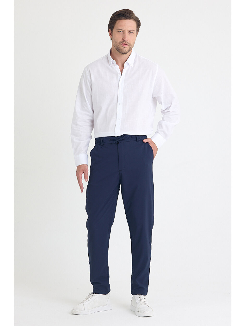 Erkek Lacivert Jogger Kumaş Pantolon-1