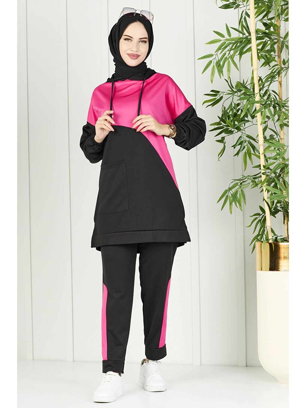 Orta Kadın Fuşya Tunik Pantolon - 11022