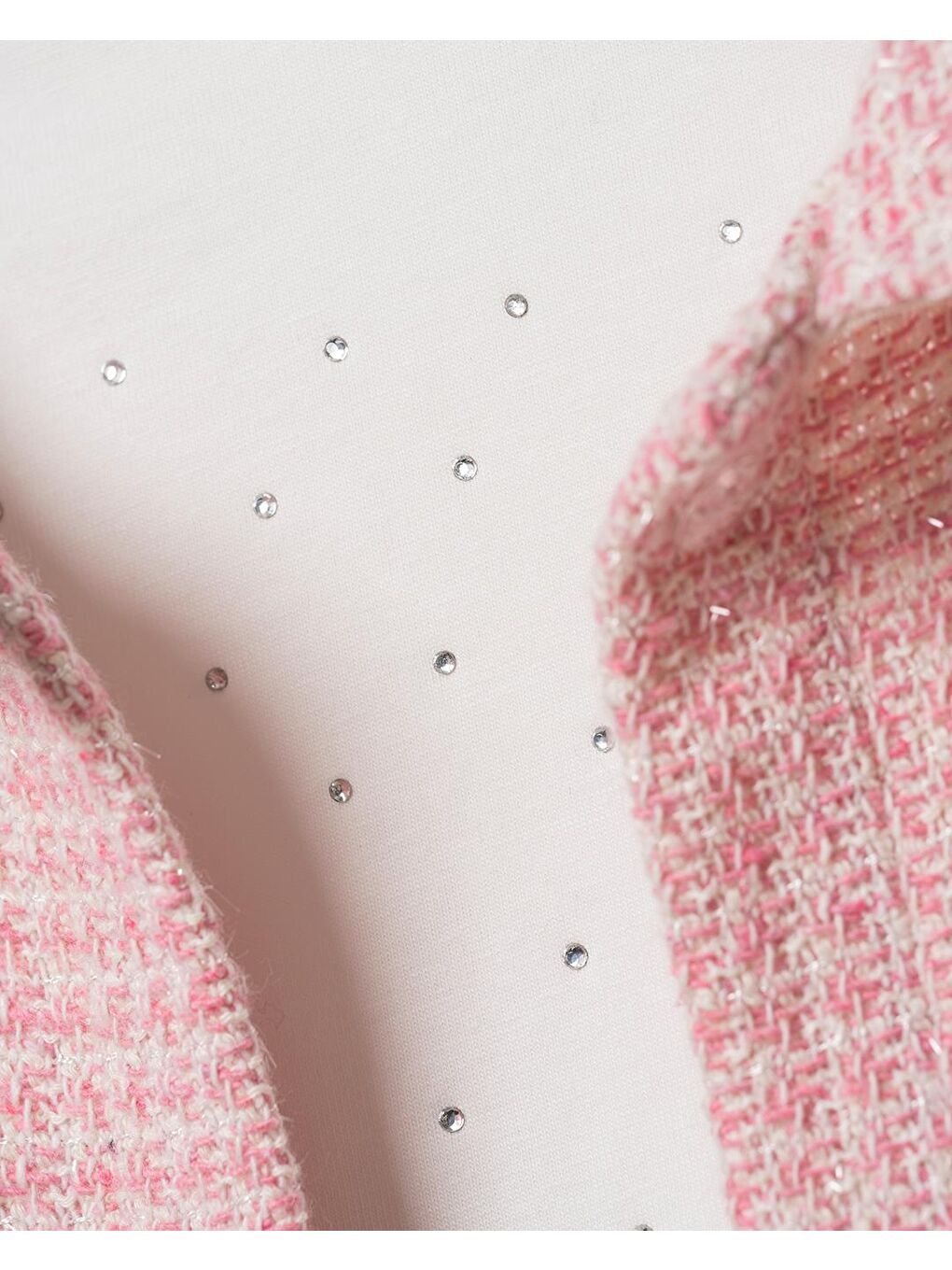 Kız Çocuk Pamuklu Pembe Dokulu Ceketli Etek Takım – T-Shirt Dahil 3'Lü-6