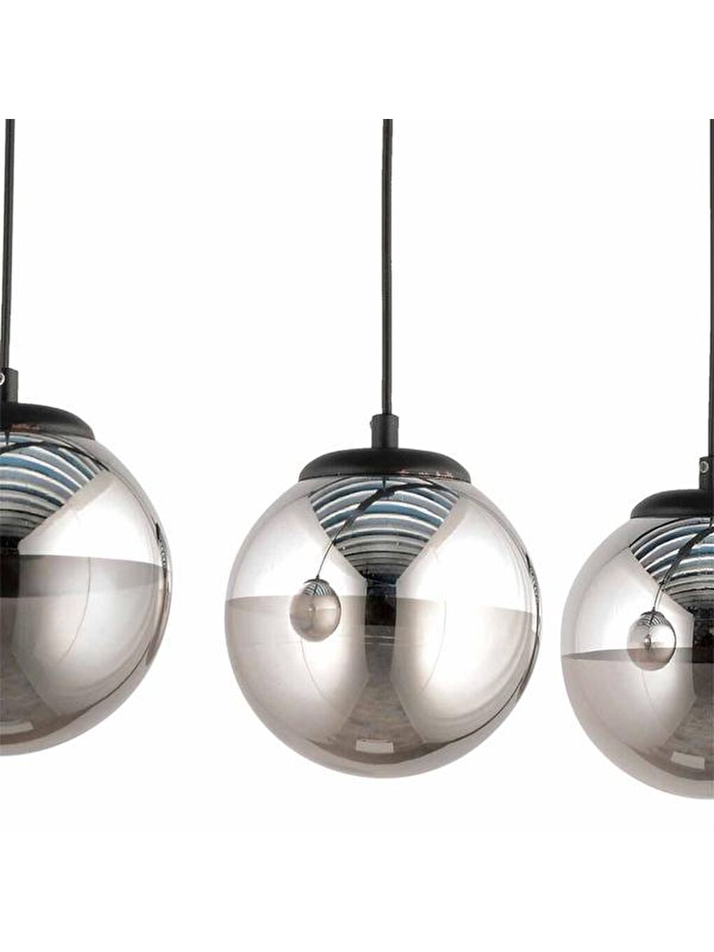 Ada 3'Lü Sıralı Avize - Füme Kaplama / Siyah-2