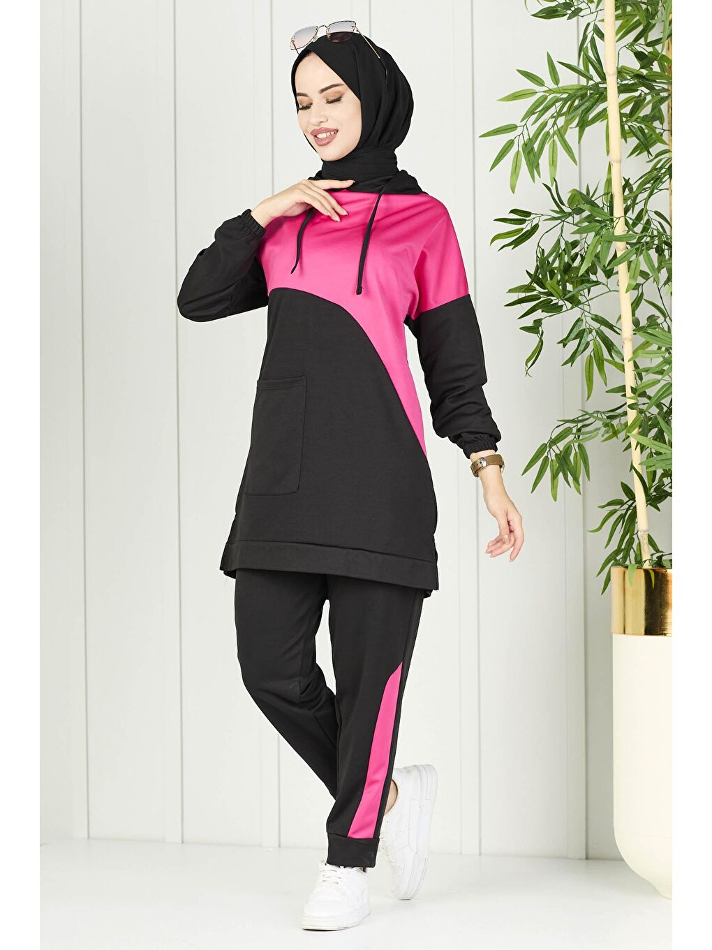 Orta Kadın Fuşya Tunik Pantolon - 11022-1