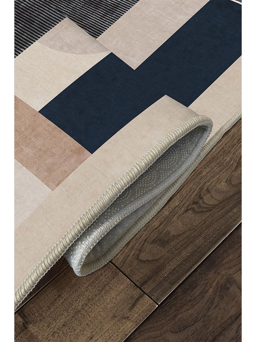 Ekru Özel Tasarım, Kaymaz Taban, İnce, Yıkanabilir, Modern Halı WOOKECE1507 80x150-4