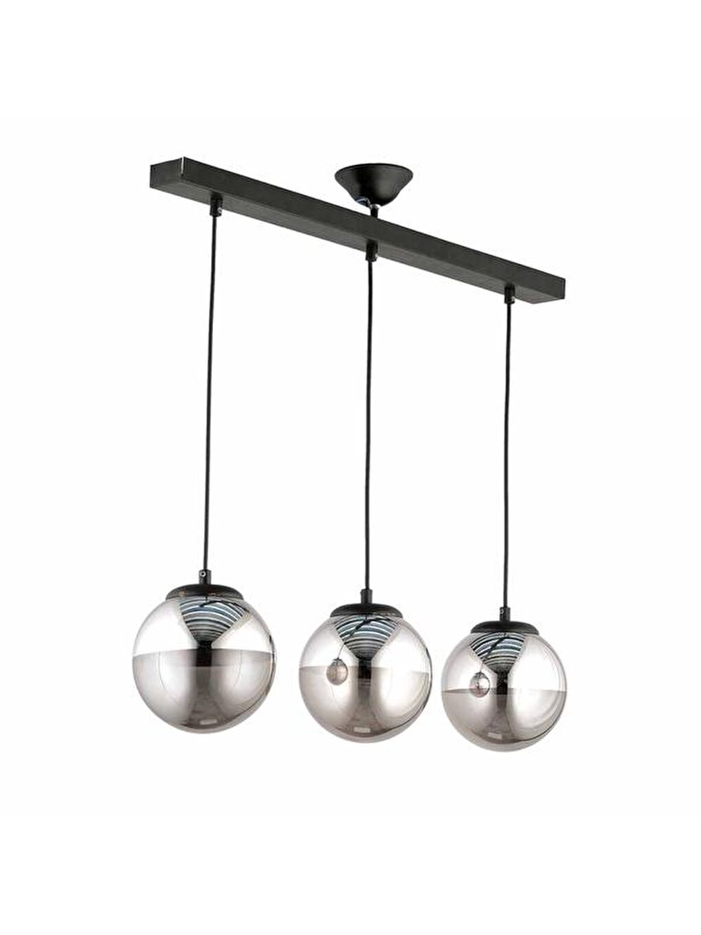 Ada 3'Lü Sıralı Avize - Füme Kaplama / Siyah-4