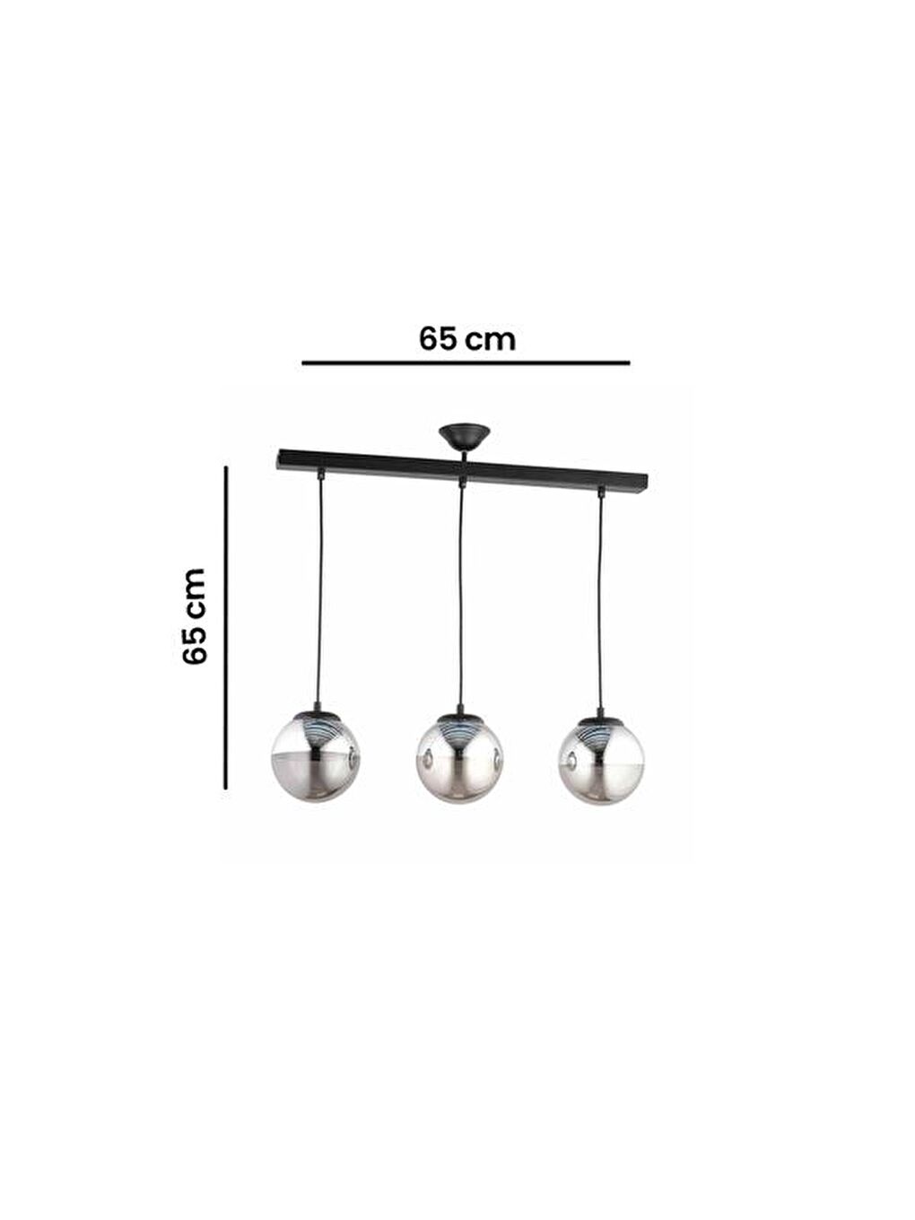 Ada 3'Lü Sıralı Avize - Füme Kaplama / Siyah-5