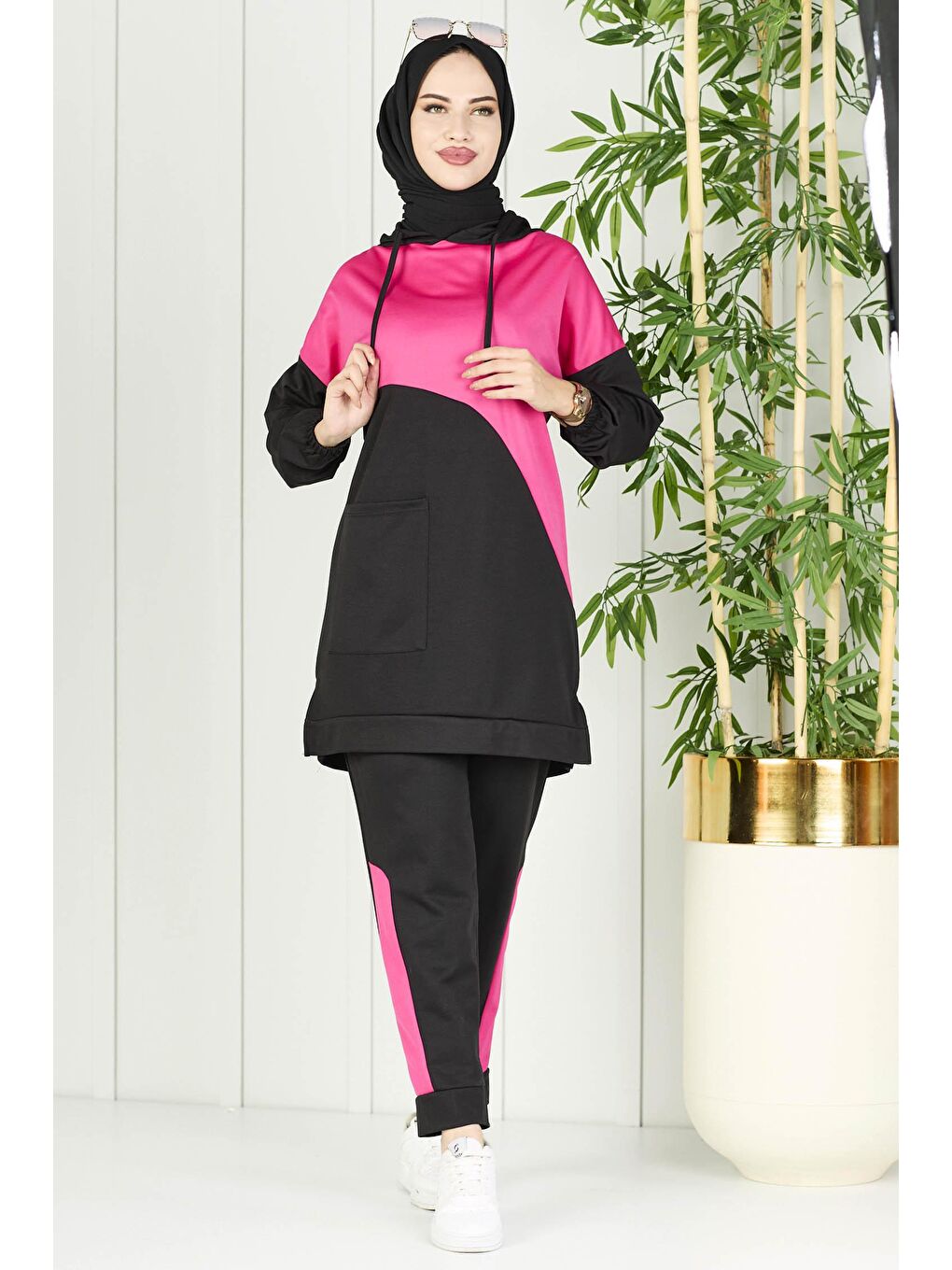 Orta Kadın Fuşya Tunik Pantolon - 11022-3