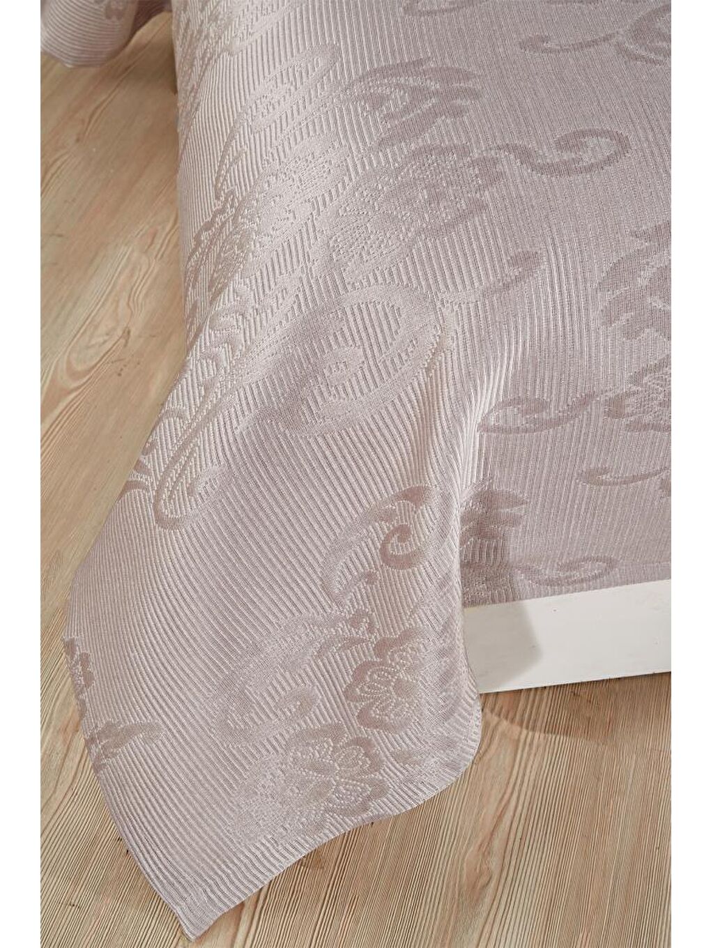 Lale Tek Kişilik 2 Parça Yatak Örtüsü Gri-1