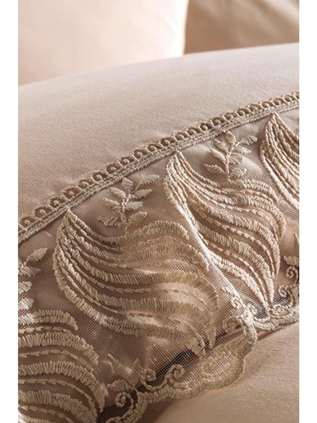 Karışık Fransız Dantelli Wave Çeyizlik Nevresim Takımı Cappucino-7