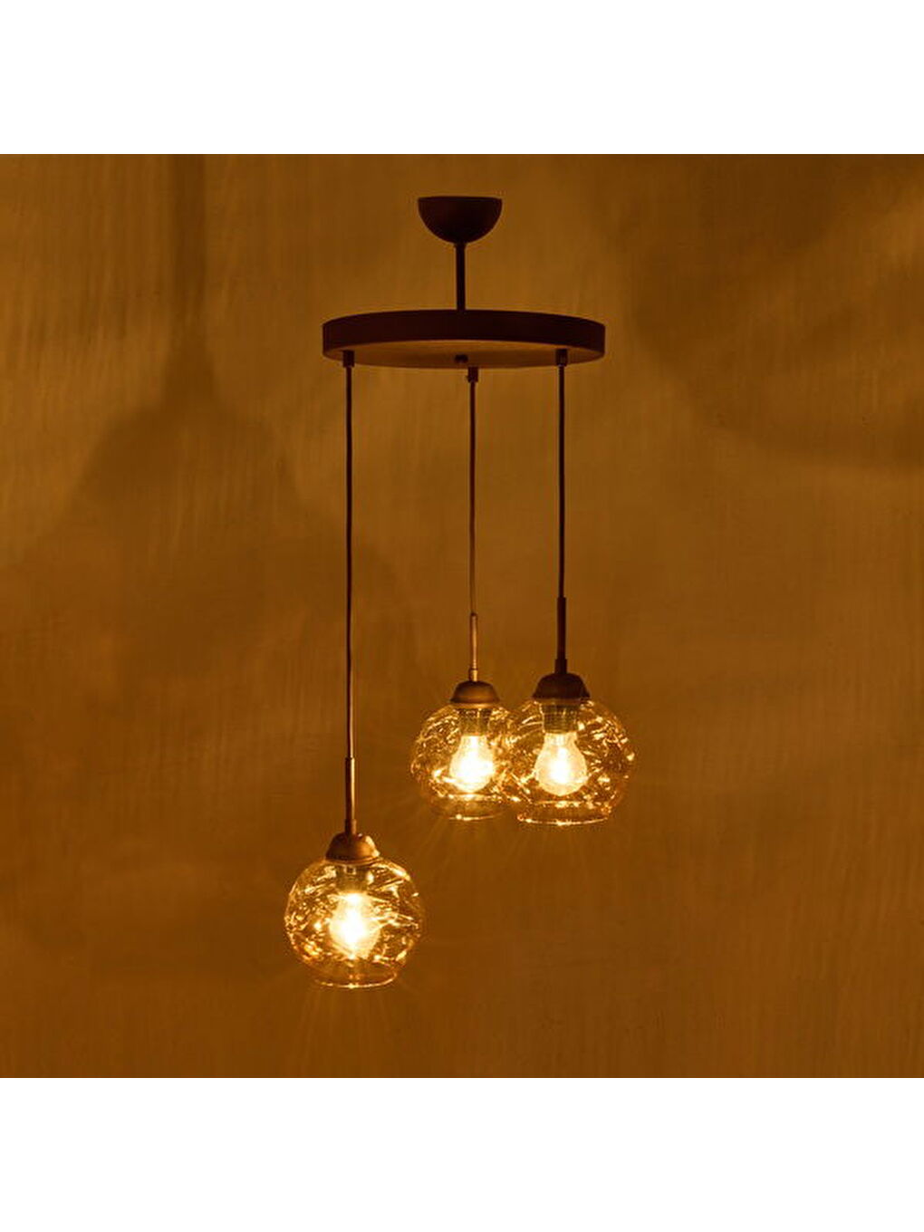 Kahverengi Lighting Arrakis 3'lü Yuvarlak Modern Sarkıt Avize - Eskitme / Bal-3