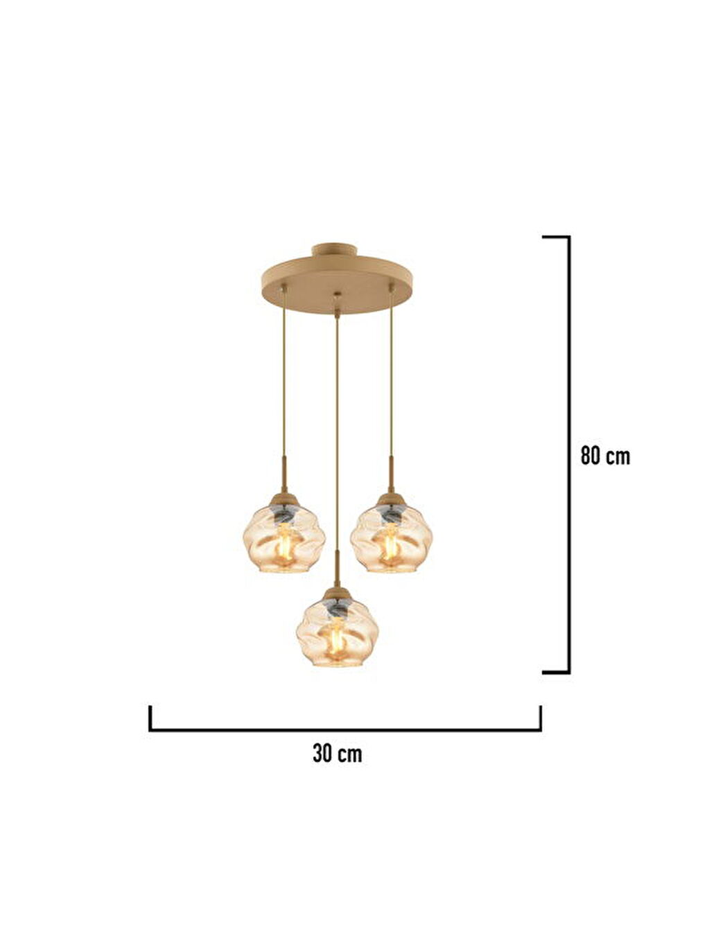 Kahverengi Lighting Arrakis 3'lü Yuvarlak Modern Sarkıt Avize - Eskitme / Bal-5