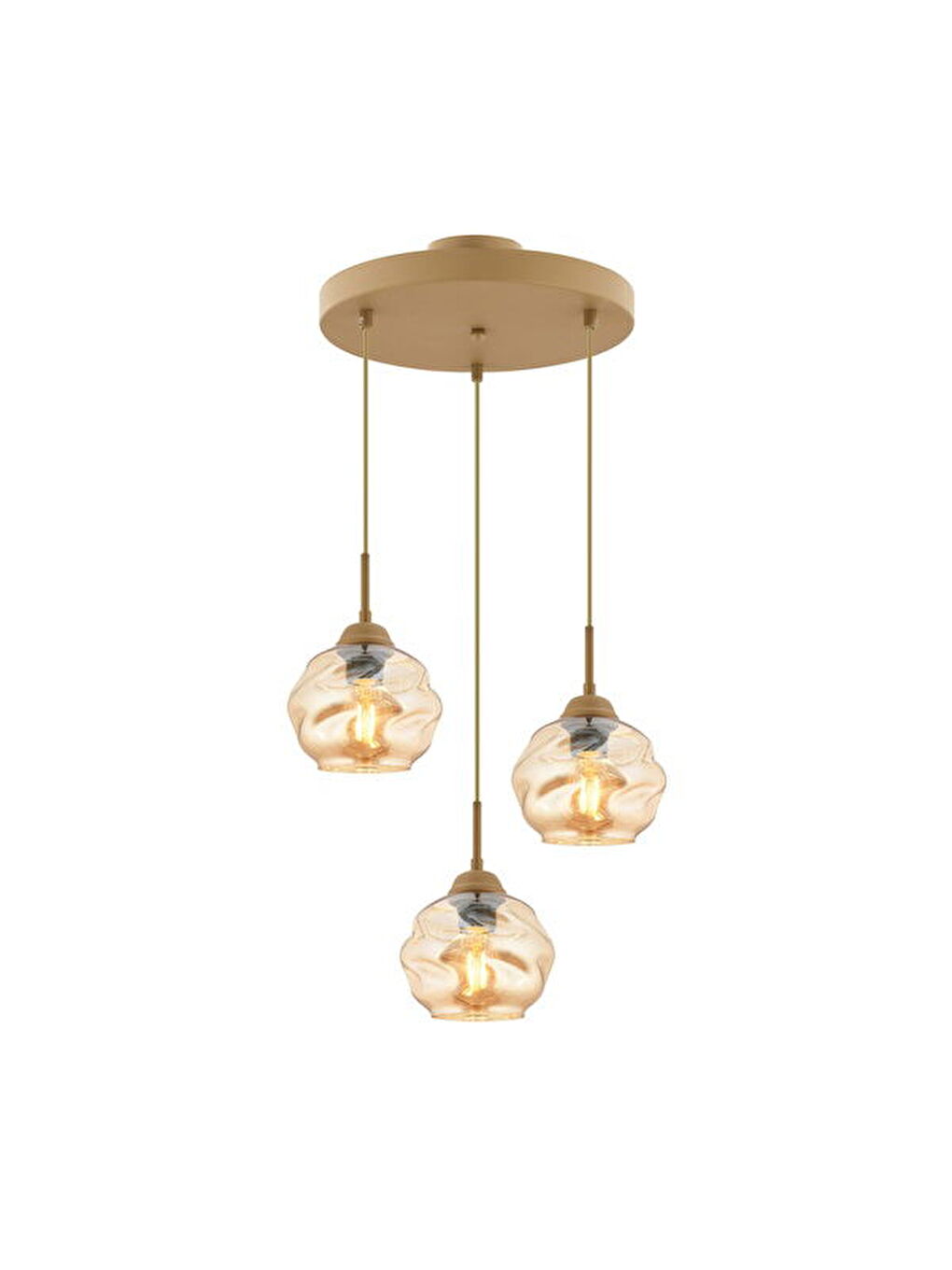 Kahverengi Lighting Arrakis 3'lü Yuvarlak Modern Sarkıt Avize - Eskitme / Bal-6