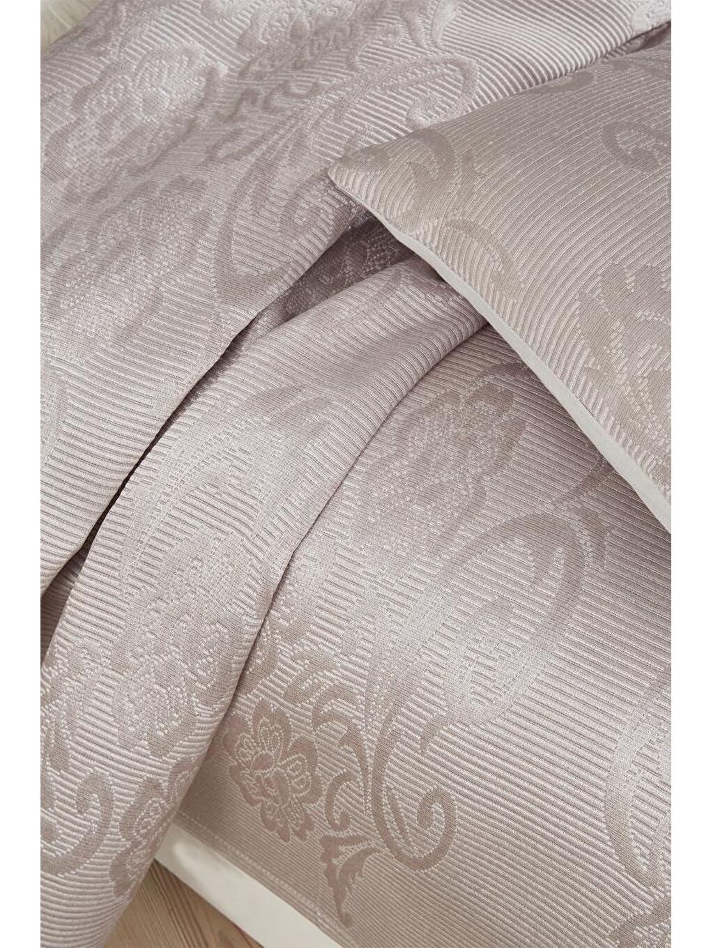 Lale Tek Kişilik 2 Parça Yatak Örtüsü Gri-4