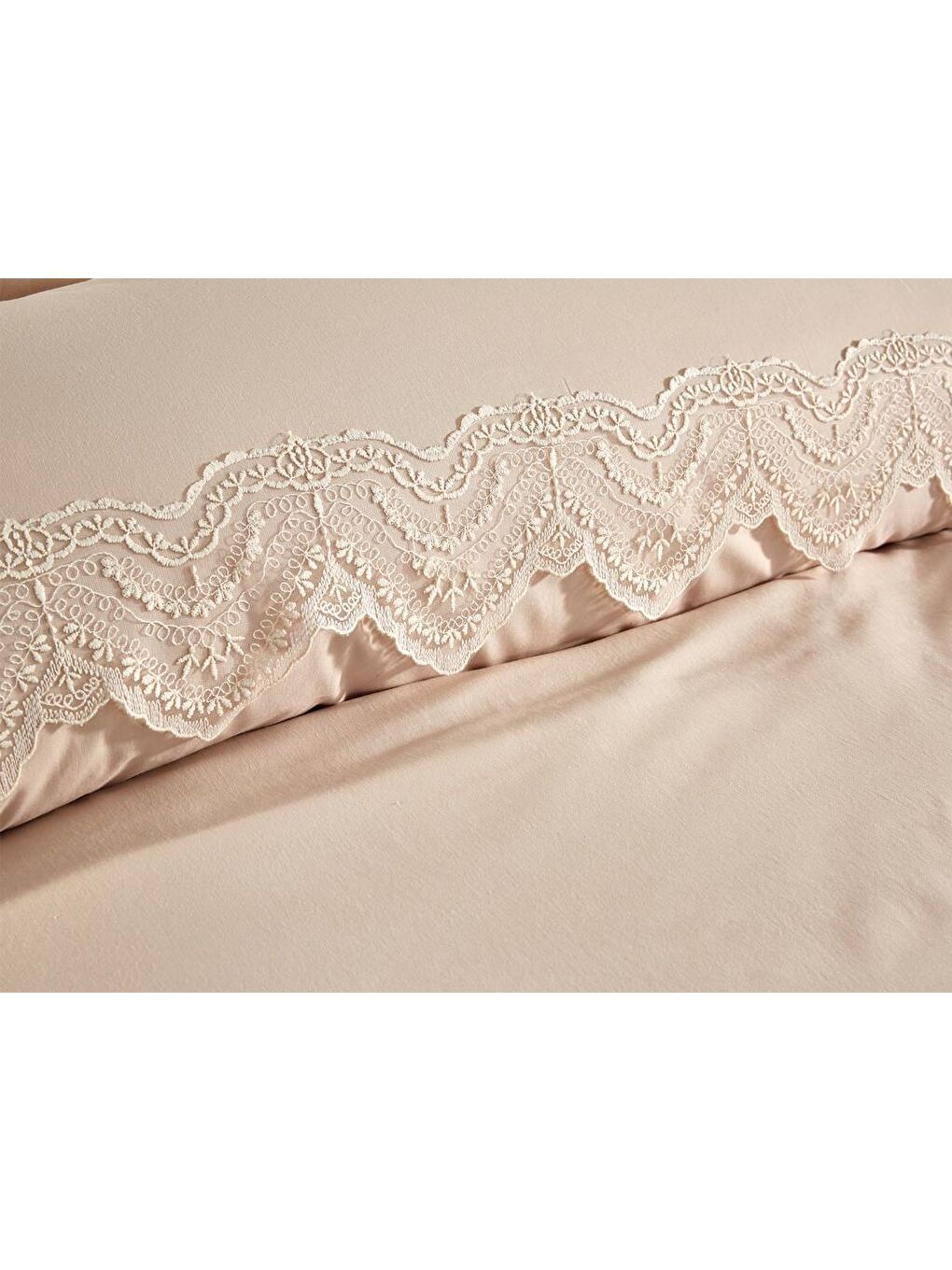 Karışık Fransız Dantelli Hanzade Çeyizlik Nevresim Takımı Cappucino-1