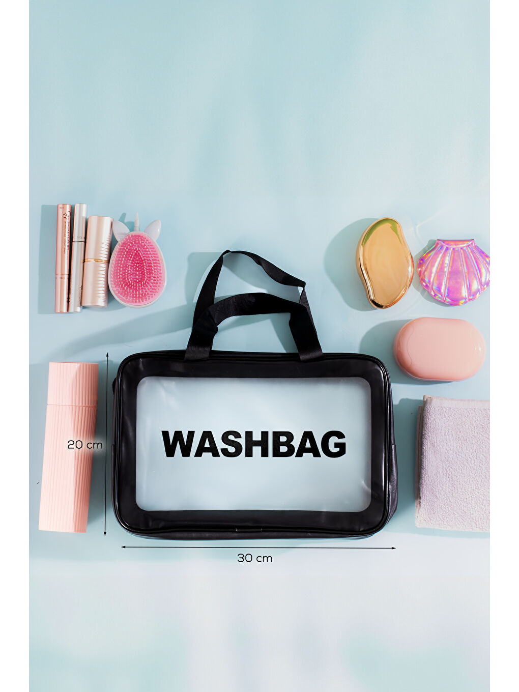2li Şeffaf Seyahat ve Makyaj Çantası Su Geçirmez Organizer Washbag-3