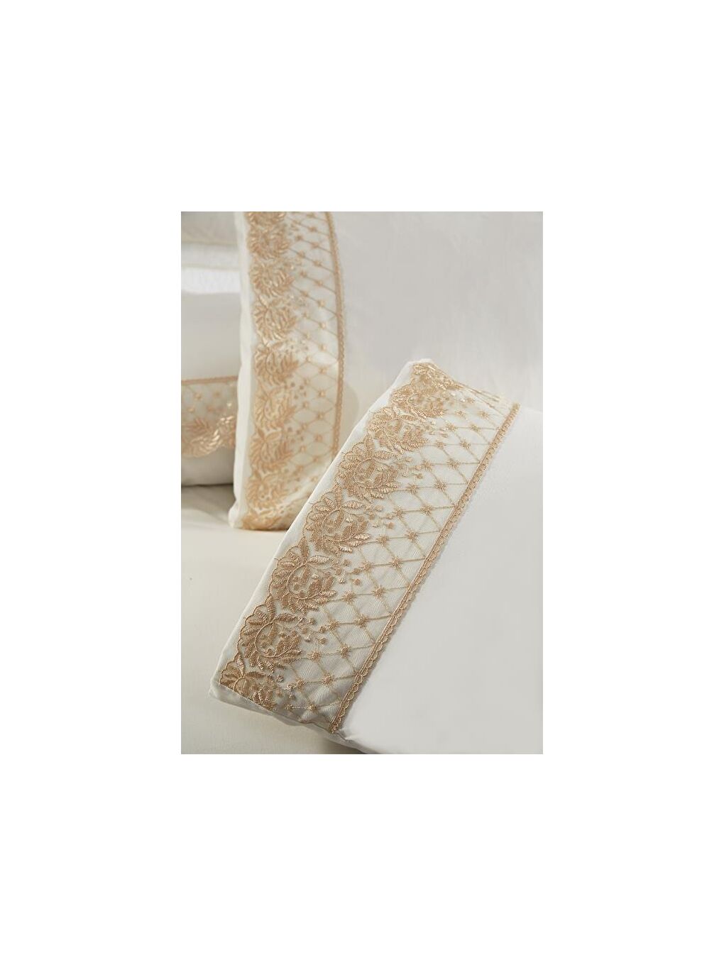 Karışık Fransız Dantelli Suzan Çeyizlik Nevresim Takımı Krem Cappucino-3