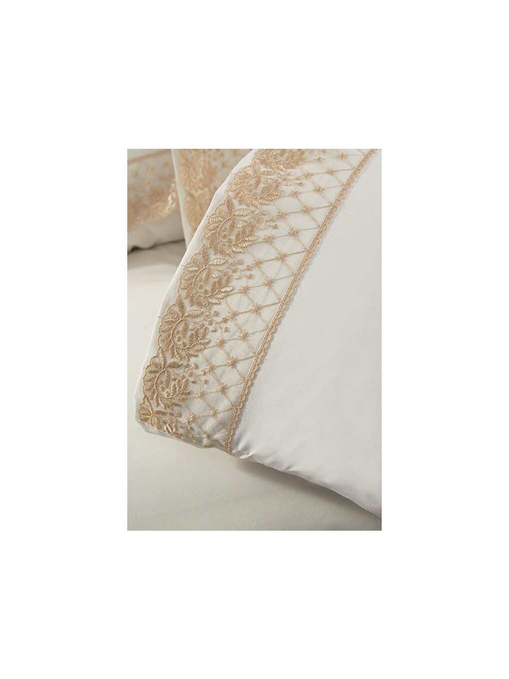 Karışık Fransız Dantelli Suzan Çeyizlik Nevresim Takımı Krem Cappucino-4