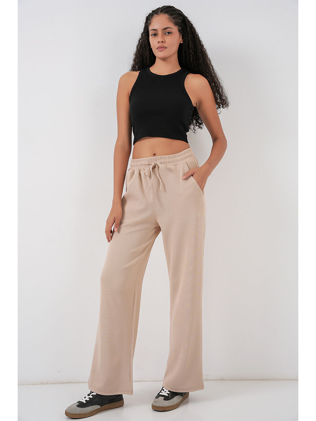 Kadın Fitilli Pantolon 30053 - Bej