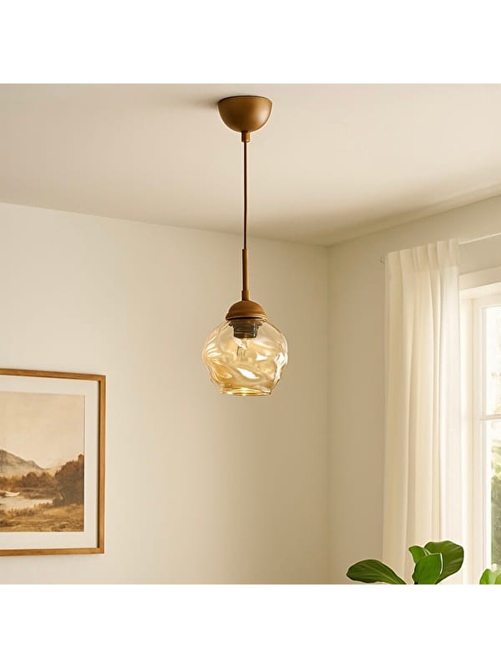 Kahverengi Lighting Arrakis Tekli Modern Sarkıt Avize - Eskitme / Bal