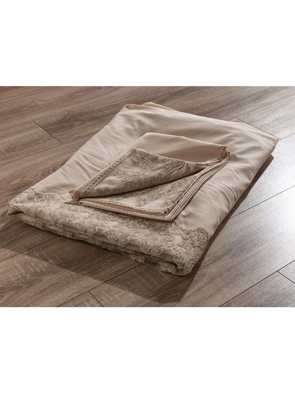 Karışık Fransız Dantelli Legend Çeyizlik Nevresim Takımı Cappucino-5