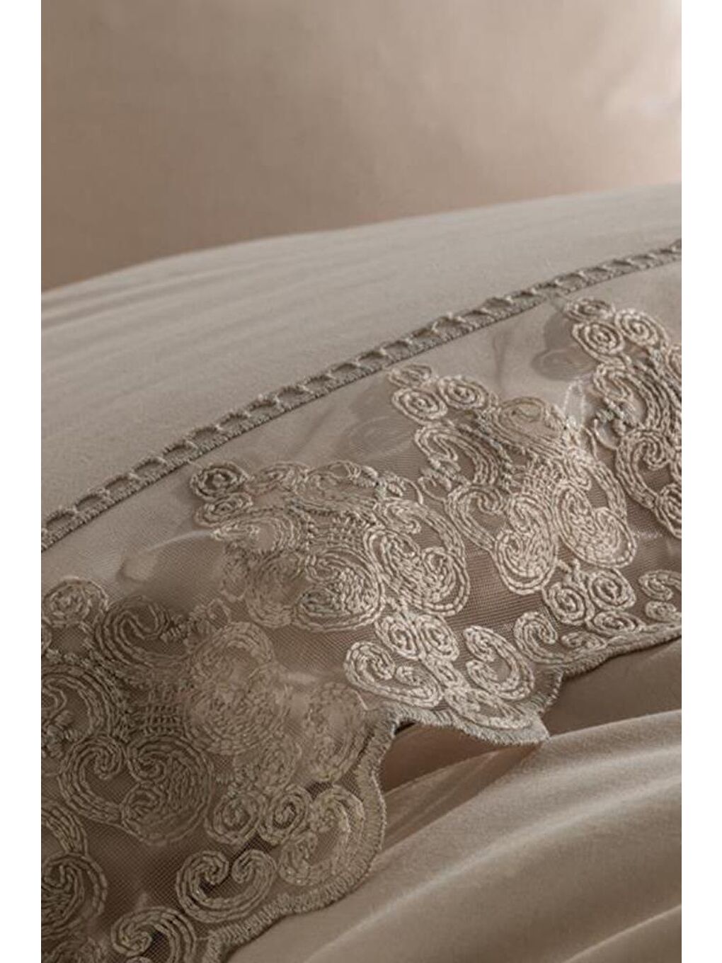 Karışık Fransız Dantelli Legend Çeyizlik Nevresim Takımı Cappucino-7