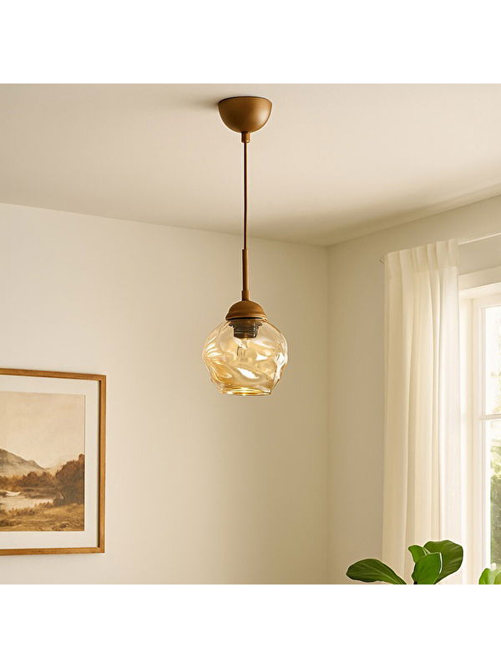 Kahverengi Lighting Arrakis Tekli Modern Sarkıt Avize - Eskitme / Bal-4
