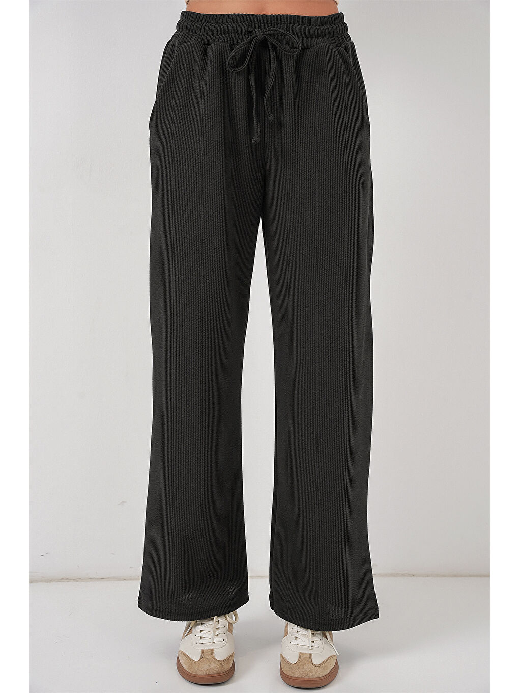 Kadın Fitilli Pantolon 30053 - Siyah-1